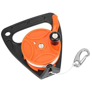 Kompakter 150ft Dive Reel in Orange mit ergonomischem Griff und Rückholmechanismus für Drift-Tauchen und Wracktauchen.