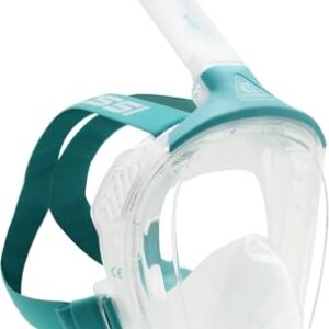 CRESSI Java Full Face Mask Clear/Aquamarine S/M - Vollgesichts Schnorchelmaske mit ultraklarer Antibeschlaglinse und Sicherheitsventilen für Fortgeschrittene
