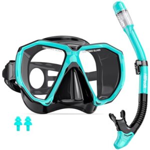 Taucherbrille mit Dry-Schnorchel, Anti-Fog und Anti-Leck, Schnorchelset für Tauchen und Schnorcheln