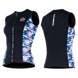 Neopren-Anzug Top für Damen, 3mm Front-Zip, Ärmellose, Nass-Anzug, Tauchen, Schwimmen, Kanu, Surfen, M-Größe