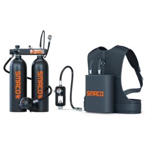 SMACO Mini-Tauchflasche 4L, tragbares Tauchflaschen-Set für Flachwasser-Tauchen, unter Wasser arbeiten, Atemregler, CE/PED/DOT-zertifiziert