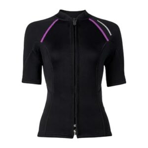 Damen Neoprenanzug Jacke 1,5mm Tauchen Neopren Jacke Kurzarm Rashguard für Surfen Schwimmen Schnorcheln Schwarz XXL