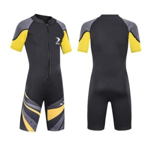 Kinder-Neoprenanzug 2,5mm Neopren-Thermal-Badeanzug mit Front-Zipper für Wassersportarten wie Surfen, Schwimmen und Tauchen. Schwarz.