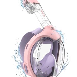 ACURE Schnorchelmaske für Kinder in sanften Violett- und Rosatönen, ausgestattet mit transparenter Schnorchel und ergonomischem Design für sicheres und komfortables Schnorcheln.