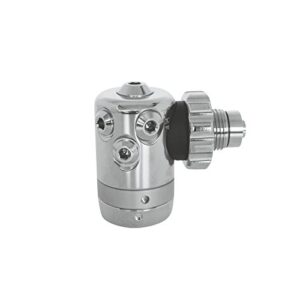 Apeks 1. Stufe DS4 Atemregler in Silber für Kaltwassertauchgänge, ausgestattet mit mehreren Druckabgängen und robustem Design.