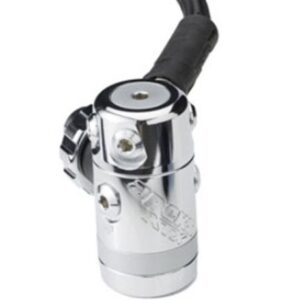 Hochwertige APEKS XTX 50 1. Stufe mit polierter Oberfläche für Sporttaucher und Profis, ausgestattet mit verstellbarem Auslassventil und ergonomischer Radikalblende.