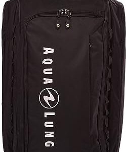 Aqua Lung Explorer II Rolltasche in schwarz mit integriertem Rollensystem und ausziehbarem Griff, ideal zum Transport von Tauchausrüstung.