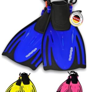 AQUAZON Alicante verstellbare Schwimmflossen in Blau für Kinder und Erwachsene, geeignet zum Schnorcheln und Schwimmen, Größe 32 bis 37