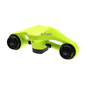 Asiwo Unterwasserscooter in leuchtendem Grün, futuristisches Design mit zwei Propellern, ideal für Tauchen, Schnorcheln und Abenteuer im Wasser.