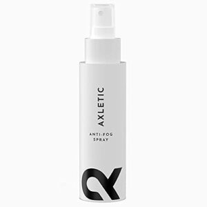 AXLETIC Reinigendes Antibeschlagspray zur Brillenpflege für glasklare Sicht, verpackt in einer eleganten weißen Flasche mit Sprühkopf.