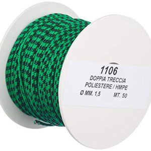 Spule mit grüner Dyneema-Leine, Ø 1.5 mm, 50 m, ideal für Tauchen, Camping und Bootfahren