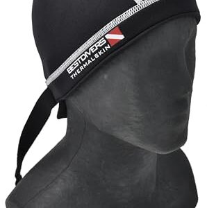 Best divers Herren Bandana aus 3 mm Neopren in Schwarz/Weiß, optimaler Kälteschutz für Wassersportler, Größe S/M