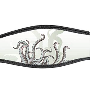 Hochwertiges Neopren-Uhrenarmband mit doppeltem Klettverschluss für Taucher, verziert mit stilisierten Tentakeln.