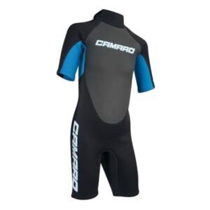 Camaro Flex Youth Kinder Shorty Neoprenanzug in Blau und Schwarz für junge Schwimmer, ideal für Schwimmbad und offenes Wasser mit optimaler Bewegungsfreiheit und Kälteschutz.