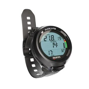 Computer Puck Lite - Innovativer Tauchcomputer mit digitalem Display und robustem Armband, ideal für Taucher und sportliche Aktivitäten.