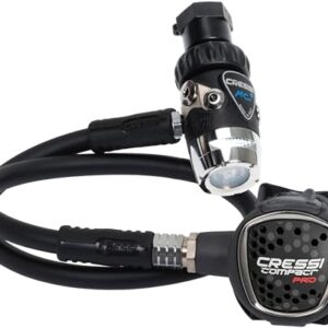 Cressi Erwachsene Atemregler Mc9-sc Compact Pro-Din 300 in Schwarz und Silber, ideal für das Tauchen unter anspruchsvollen Bedingungen.