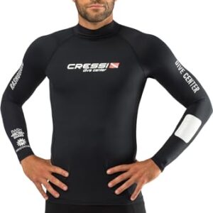 Schwarzer Rash Guard für Herren von Cressi, ideal für Wassersport und Outdoor-Aktivitäten, bietet UV-Schutz und hohe Bewegungsfreiheit.