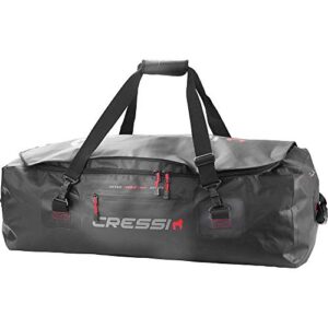 Cressi Gorilla Pro große wasserdichte Tauchtasche in mattem Schwarz mit roten Akzenten, ideal für lange Flossen und sperrige Ausrüstung, robust und funktional
