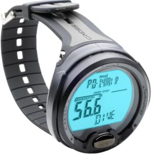Cressi KS770050 Leonardo Dive Computer in Schwarz/Grau mit großflächigem Display und benutzerfreundlichem Design, ideal für Taucher.