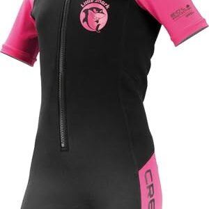 Cressi Little Shark Jr Shorty 2mm Neoprenanzug für Kinder in Schwarz und Rosa, ideal für Wassersportaktivitäten