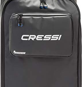 Schwarzer Tauchrucksack Cressi Moby Light Hydro Trolley Bag aus wasserabweisendem Material mit stabilen Griffen und Rollen, ideal für Wassersport und Reisen.