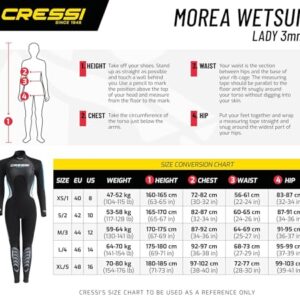 Cressi Morea Damen Neoprenanzug 3mm in Schwarz/Pink, ideal für wassersportliche Aktivitäten wie Tauchen, Schnorcheln und Schwimmen.
