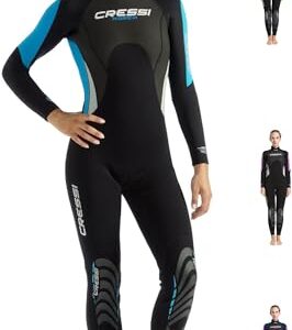 Cressi Morea Damen Neoprenanzug 3mm in Schwarz, Türkis und Grau für Wassersportarten, geeignet für Tauchen, Schnorcheln und Schwimmen, elegante Passform und hohe Bewegungsfreiheit.