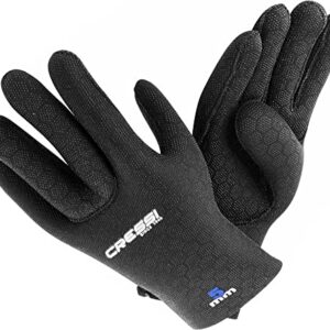 Cressi Neoprenhandschuhe High Stretch in Schwarz mit blauem Logo, ideal für Wassersport und Outdoor-Aktivitäten, Größe M.