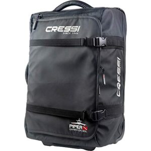 Cressi Piper Bag - Ultraleichter Handgepäck Trolley in Schwarz mit Teleskopgriff, 50L Kapazität, ideal für Wasser- und Sportausrüstung.