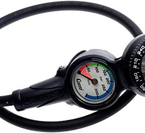 Cressi Professional Tauchkonsole mit analogem Finimeter und Kompass, ideal für Taucher zur Kontrolle von Druck und Tiefe.