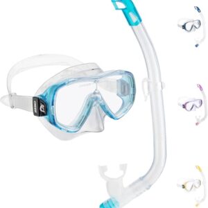 Cressi Schnorchelset für Kinder bestehend aus einer hochwertigen Tauchmaske und einem Schnorchel, ideal für das Schnorcheln und Schwimmen, Farbe Transparant/Aquamarin.