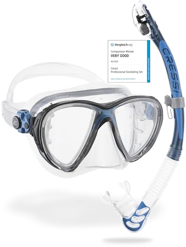 CRESSI Combo Big Eyes und Alpha UD Schnorchel Set für Erwachsene, ausgestattet mit ergonomischer Maske und innovativem Schnorchel, ideal für Tauchen und Schnorcheln.