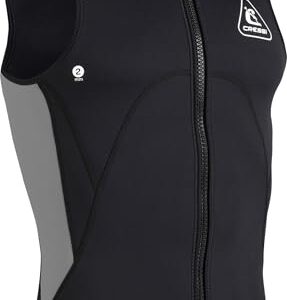 CRESSI Men's Guardian Neoprene Zipper Vest in Schwarz/Blau, 2mm doppeltes Neopren, ideal für Wassersport, mit anatomischem Schnitt und YKK-Reißverschluss