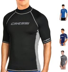 Cressi Rash Guard Man, schützendes Kurzarmshirt für Herren, ideal für Wassersport mit UV/UPF 50+ Schutz, dehnbares und schnell trocknendes Material, stilvolles Design in Schwarz/Grau