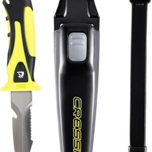 CRESSI Unisex-Adult Argus Knife in Schwarz/Gelb mit ergonomischem Griff und Klingenschutz, ideal für Tauchen und Outdoor-Aktivitäten.