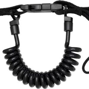 Cressi Unisex-Adult Spiral Laynyard in Schwarz mit dehnbarem Spiralkabel und Edelstahlring für Wassersport.
