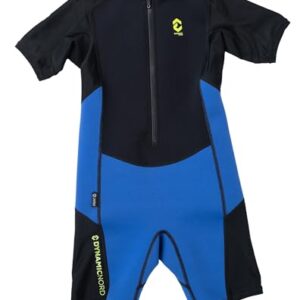 DYNAMICNORD Neopren/Lycra Shorty für Kinder in Blau und Schwarz, ideal für Wassersport mit UPF50 Sonnenschutz, leichtes Material und flexibles Design für maximale Bewegungsfreiheit.