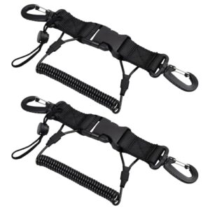 Ehuihuan 2 Stück spiralkabel Tauchen Kamera Lanyard aus robustem TPU-Material mit Karabinern zum sicheren Befestigen von Ausrüstung, ideal für Tauchen und Outdoor-Aktivitäten, in Schwarz.