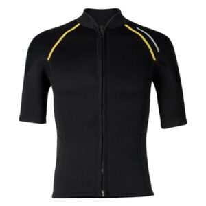 Jowowha Herren Neoprenanzug Jacke 1,5mm aus hochwertigem und flexiblem Neopren für Wassersport wie Surfen, Schwimmen und Schnorcheln in Schwarz.