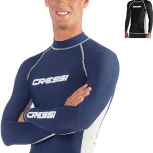 Herren Rash Guard in Königsblau und Weiß mit UV-Schutz UPF 50+, ideal für Schwimmen und Wassersport.