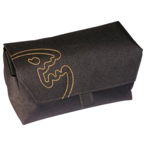 Robuste schwarze Tauchmasken Tasche für Schnorchel- und Taucherbrillen mit stilvoller goldfarbener Stickerei und praktischem Verschluss.