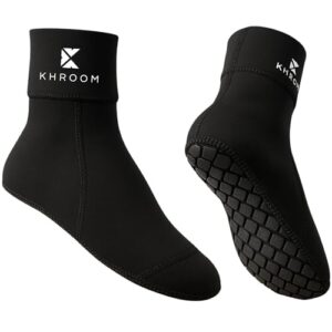 Khroom 3mm Neoprensocken in Schwarz für Herren, Damen und Kinder, ideal für Wassersport und Strandaktivitäten mit rutschfester Sohle.
