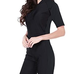 ORANDESIGNE Damen Kurz Neoprenanzug Schwarz, ideal für Tauchen, Schnorcheln und Surfen, mit Frontreißverschluss, atmungsaktiv und hochelastisch.