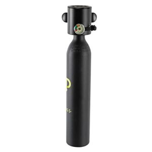 LANNADD Mini-Tauchflasche mit 0,5-Liter-Tank, tragbare Tauchausrüstung für Schnorcheln und Freizeittauchen, zylindrische schwarze Druckgasflasche mit Ventil und robustem Design.