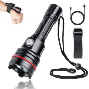 LetonPower SM-14S Tauchlampe mit 2000 Lumen, geeignet für Unterwasserabenteuer, robustes Design, IPX8 wasserdicht, Typ-C Schnellladung