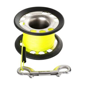 Mares 415792 SS316 Spule mit neon-gelber Schnur, 15 m Länge, ideal für Tauchen und Wassersport, korrosionsbeständig und benutzerfreundlich.