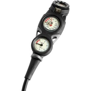 Mares Finimeter Mission 3 Tauchmanometer in elegantem Schwarz, das Druck- und Tiefenanzeigen für Taucher bietet.