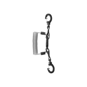 Mares Lanyard Spiralkabel in Schwarz mit Ring, ideal für Tauchen und Outdoor-Aktivitäten, aus langlebigem Edelstahl gefertigt.