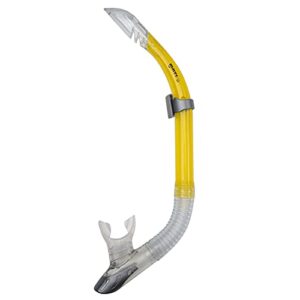 Mares Schnorchel Aquazone Sailor in Gelb für Erwachsene, ideal für Schnorchelausflüge im Meer oder im Badesee mit innovativer Anti-Splash-Technologie.