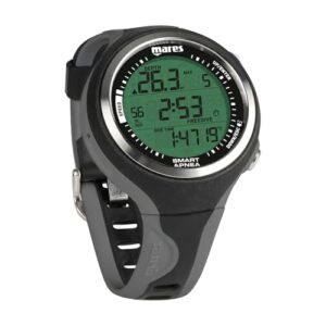 Mares SMART APNEA Dekompression Tauchcomputer in schwarz und orange für Taucher und Apneisten, mit digitaler Anzeige und sportlichem Design.